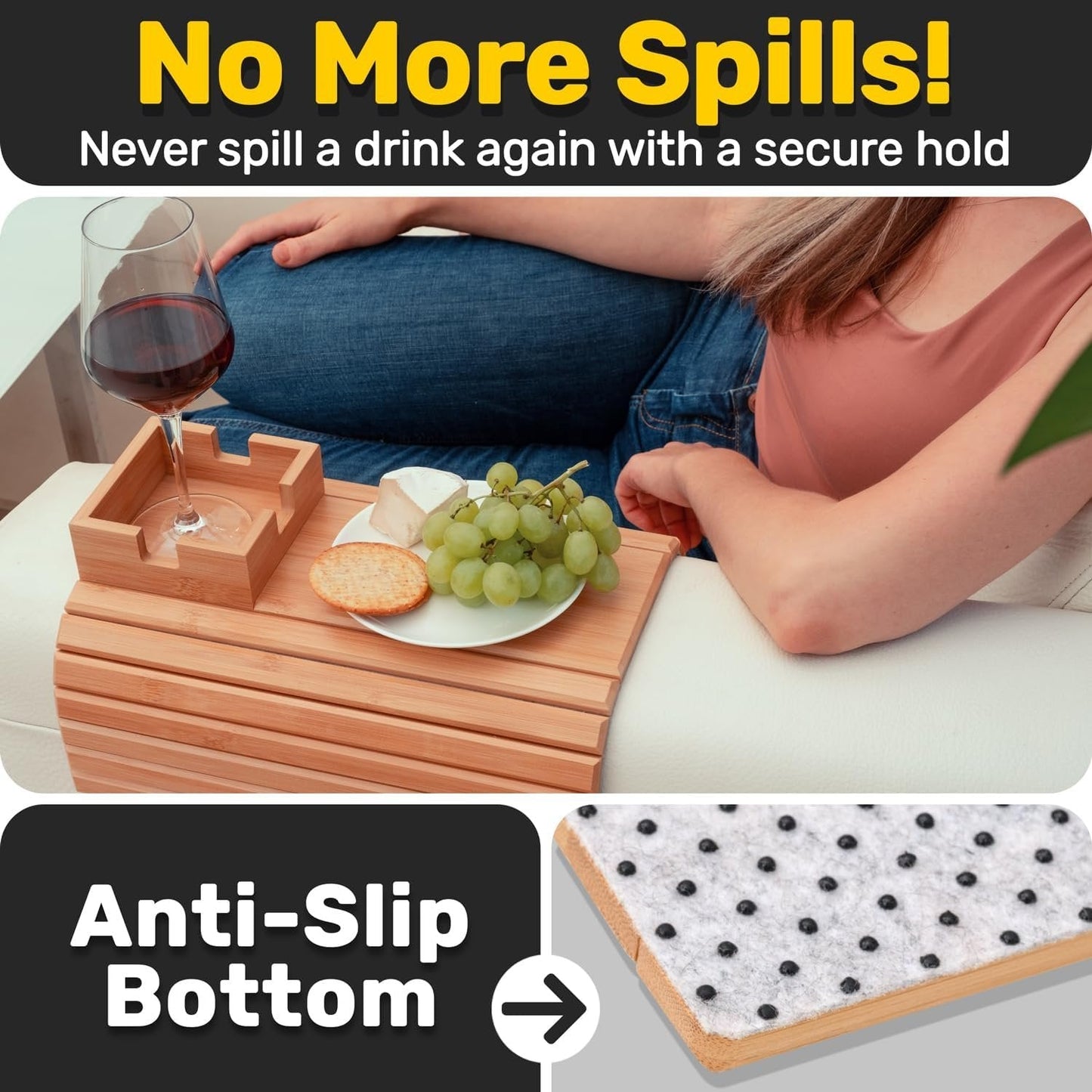 Amtn Club | BambooSip – Porte-Gobelet Canapé Élégant & Support Boisson Universel pour Sofa, Pratique et Design Minimaliste