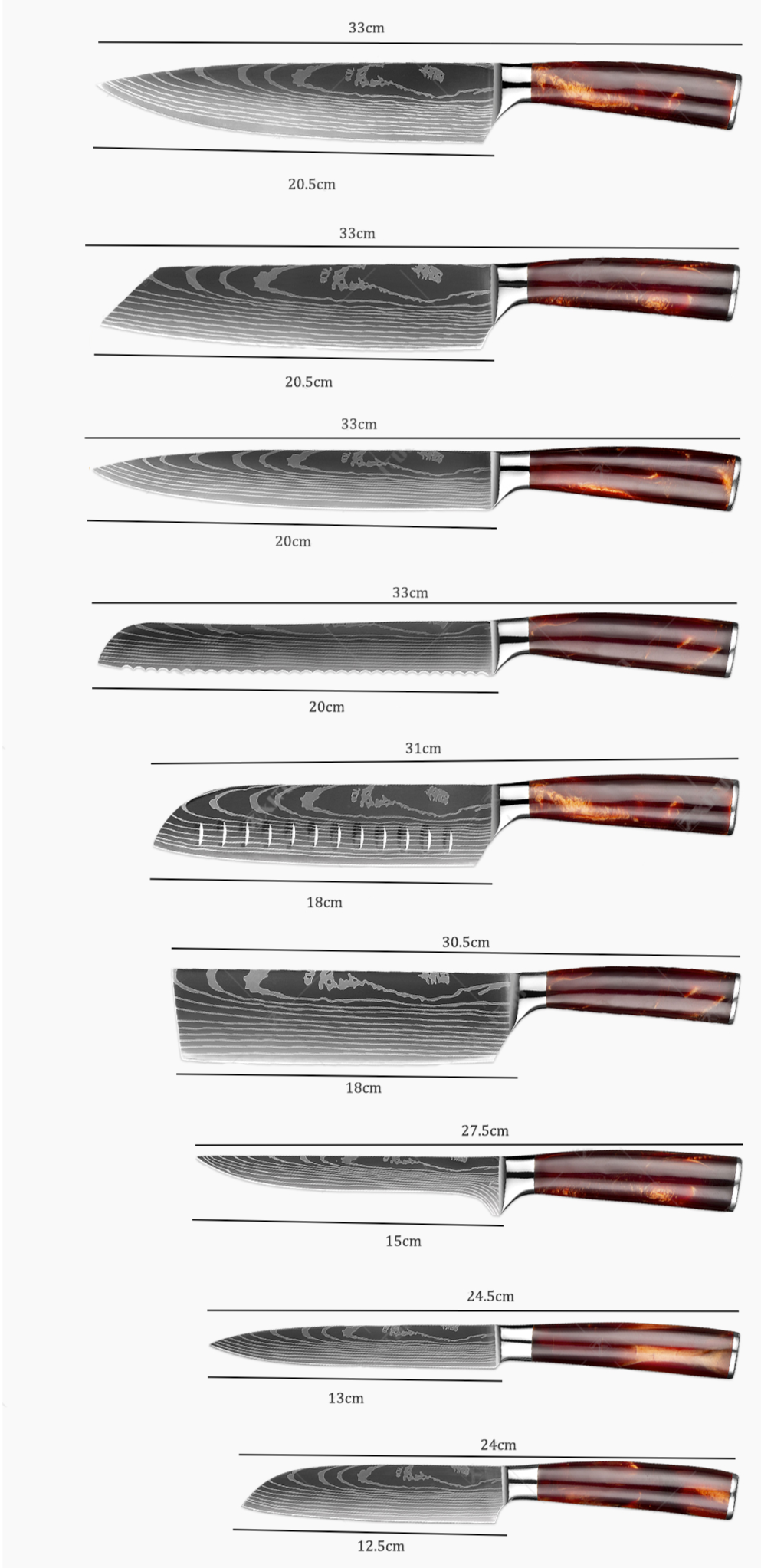 Amtn Club | Kanji Santoku Couteau de Cuisine Japonais Premium – Lame Damas VG-10 Haute Précision pour Découpe Professionnelle et Cuisine Élégante