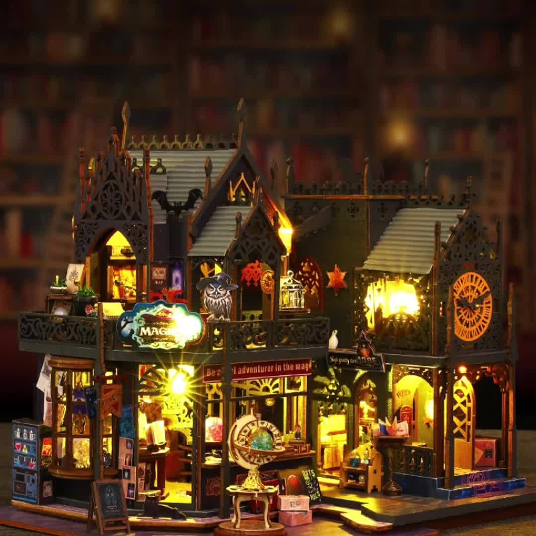 Amtn Club | Maison de livres envoûtante puzzle en bois 3D avec éclairage magique décoratif artistique