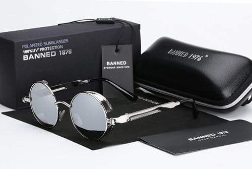 Amtn Club | Lunettes de Soleil Rétro Rondes Polarisées Steampunk – Argo