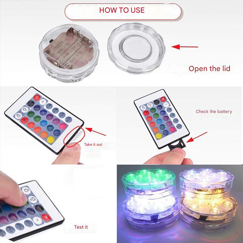 Amtn Club | Lampe LED sous-marine étanche GlowRipple avec télécommande – éclairage aquatique décoratif RGB moderne