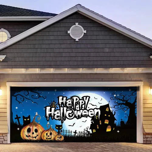 Amtn Club | Décoration de Porte de Garage Halloween – Housse Décorative Festive Effet Hanté pour Garage