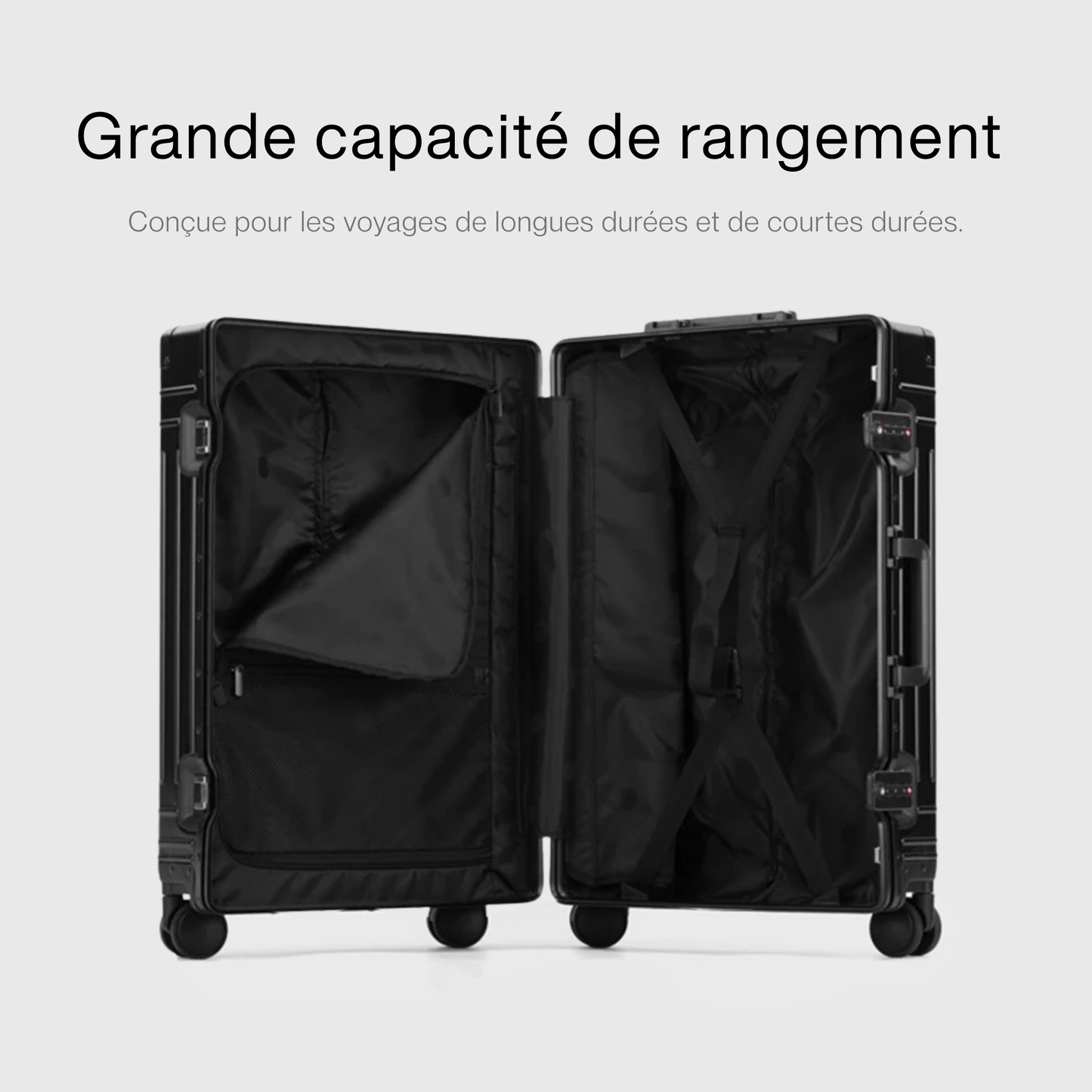 Amtn Club| Valise soute Premium  Coque Aluminium rigide, Fermeture sécurisée TSA, Grande Capacité, Roulettes pivotantes