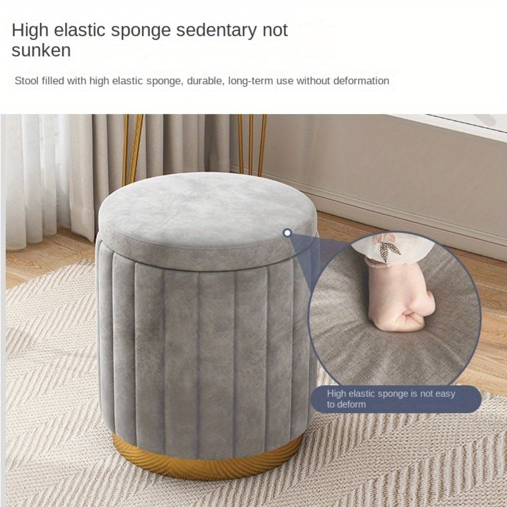 Amtn Club | Ottoman de Rangement Rond avec Finition Miroir – Nordic Chic