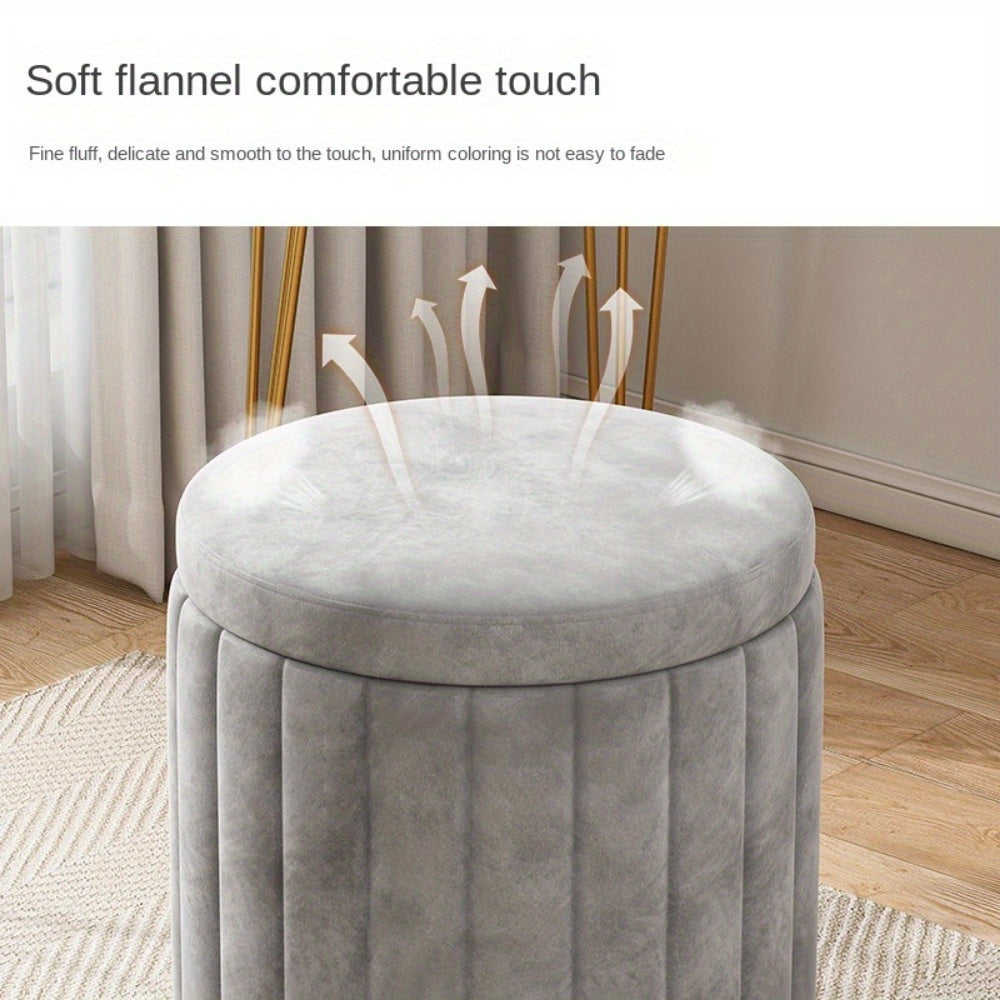 Amtn Club | Ottoman de Rangement Rond avec Finition Miroir – Nordic Chic