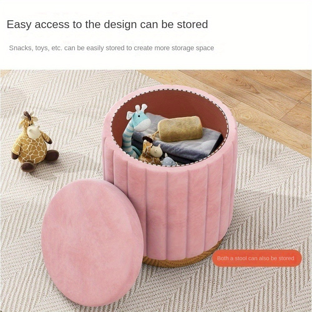 Amtn Club | Ottoman de Rangement Rond avec Finition Miroir – Nordic Chic