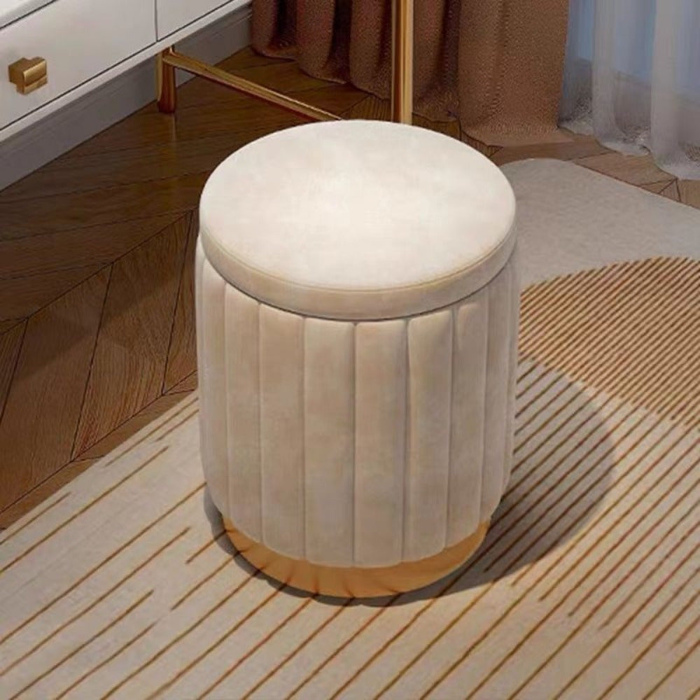 Amtn Club | Ottoman de Rangement Rond avec Finition Miroir – Nordic Chic