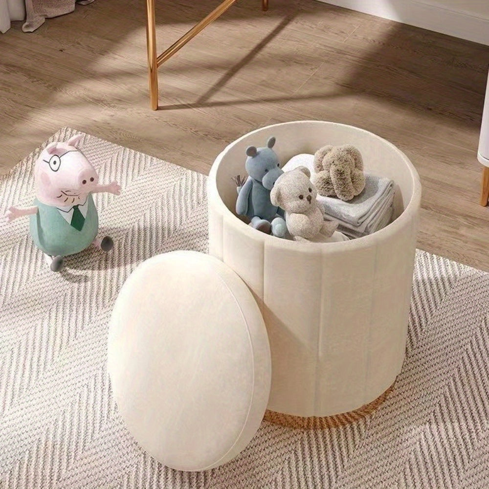 Amtn Club | Ottoman de Rangement Rond avec Finition Miroir – Nordic Chic