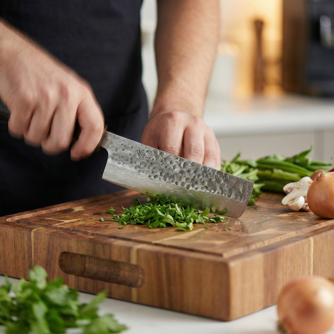 Amtn Club | Gentetsu Nakiri – Couteau Japonais Premium pour Légumes en Acier Haute Précision à Lame Droite Ultra Tranchante