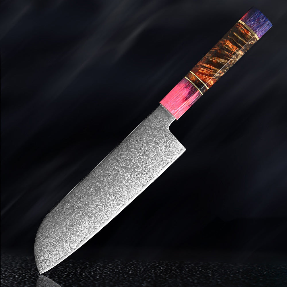 Amtn Club | Mahou Damascus Santoku Couteau de Cuisine Premium – Lame Acier Damas Haute Précision pour Découpe Professionnelle