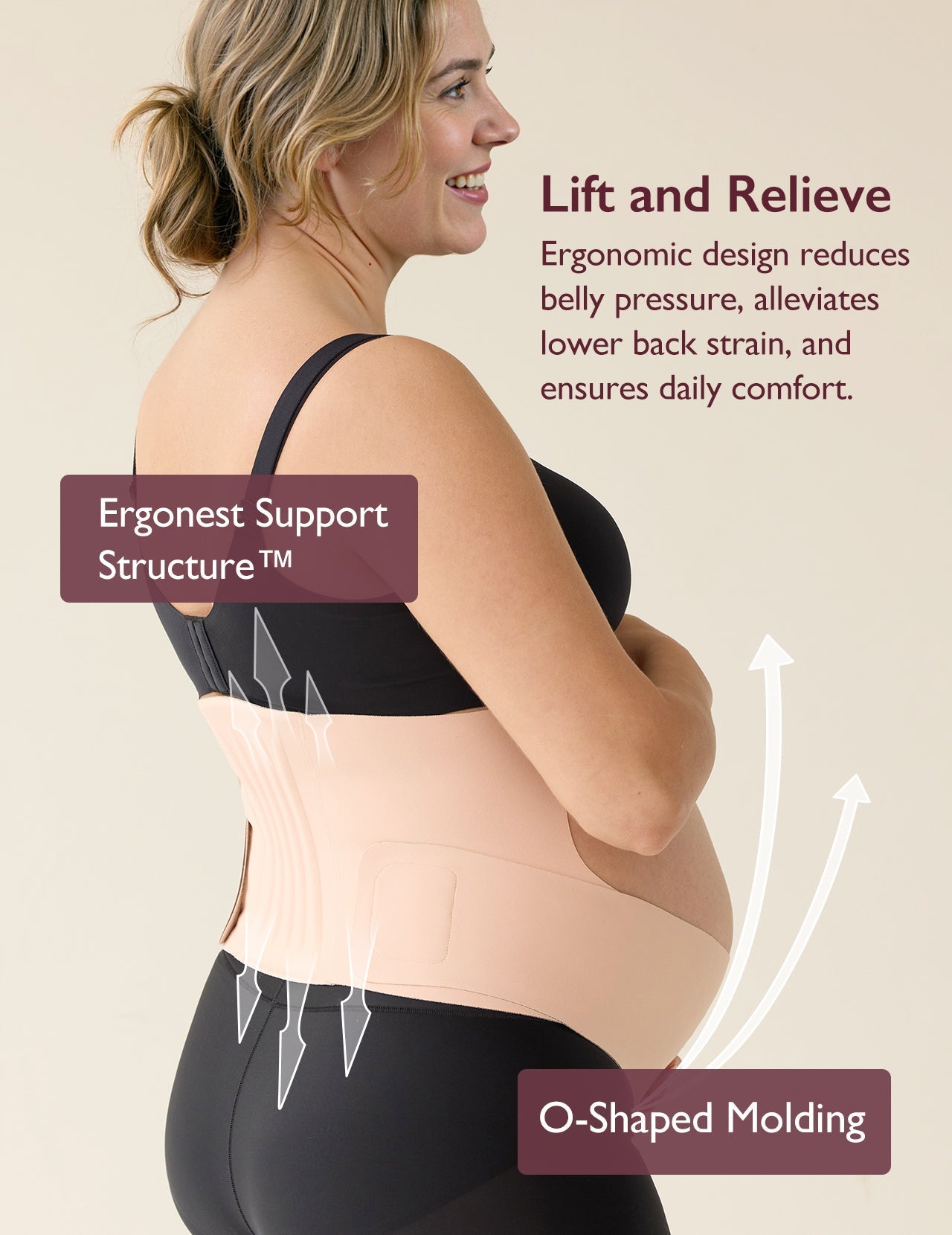 Ceinture de grossesse ergonomique pour soutien du ventre et du dos Momcozy