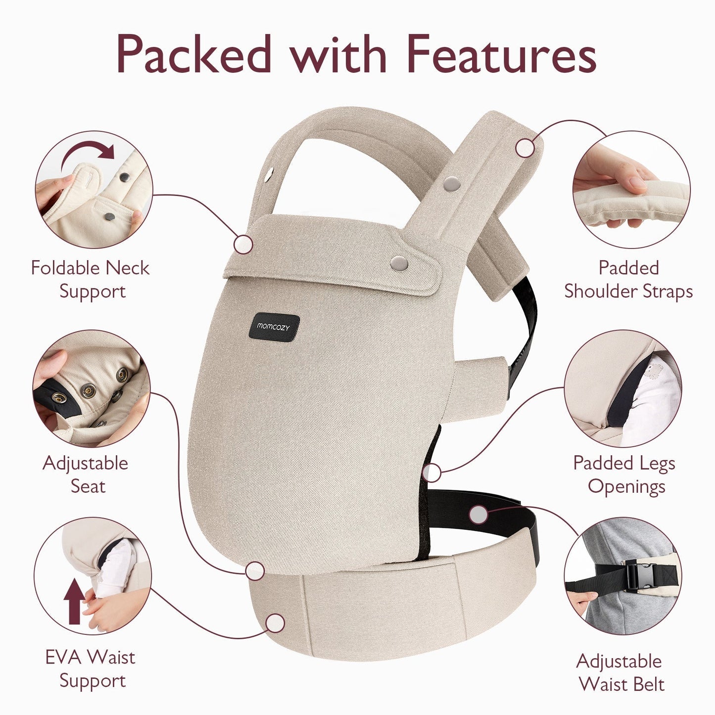 Porte-bébé Momcozy PureHug - Ergonomique, confortable & léger