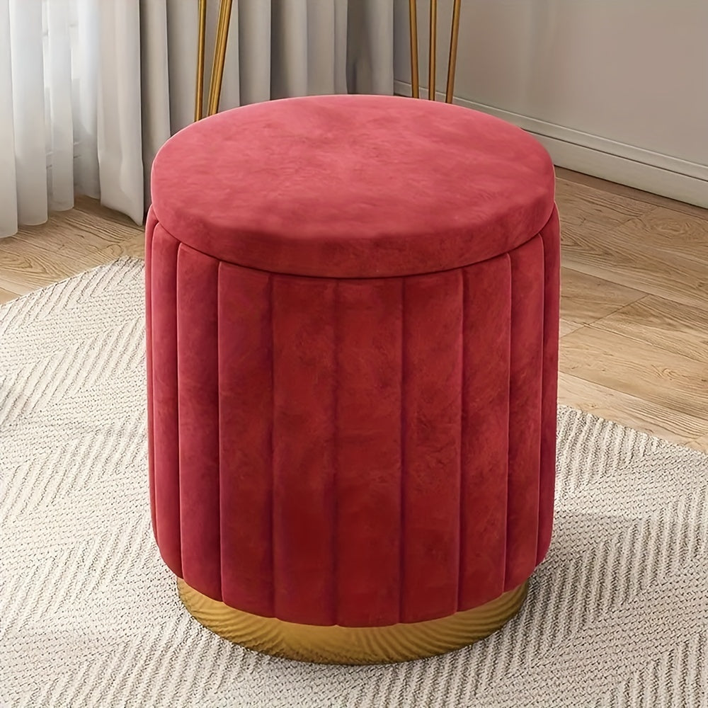 Amtn Club | Ottoman de Rangement Rond avec Finition Miroir – Nordic Chic