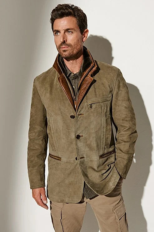 Amtn Club | Veste Homme en Suède Vintage avec Doublure Noam