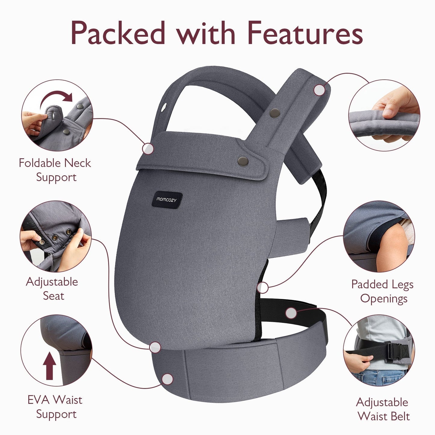 Porte-bébé Momcozy PureHug - Ergonomique, confortable & léger