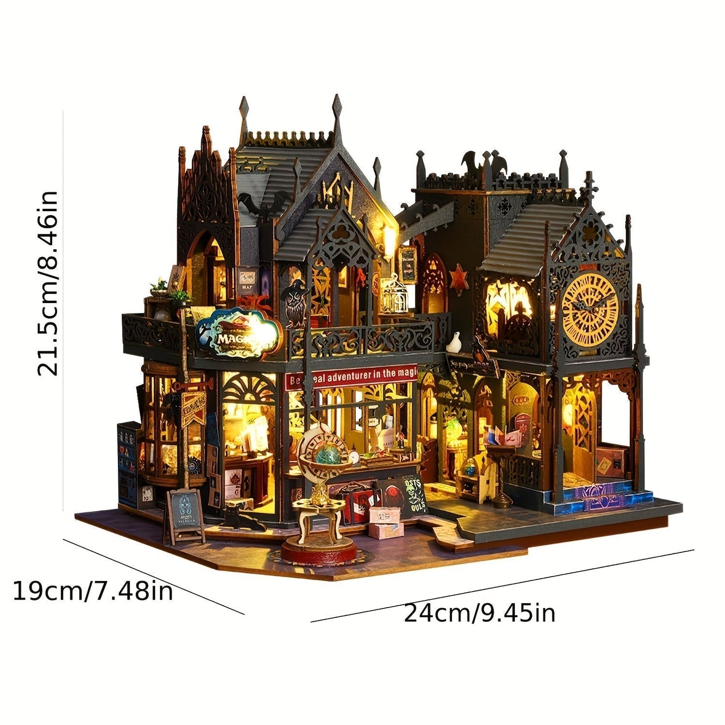Amtn Club | Maison de livres envoûtante puzzle en bois 3D avec éclairage magique décoratif artistique