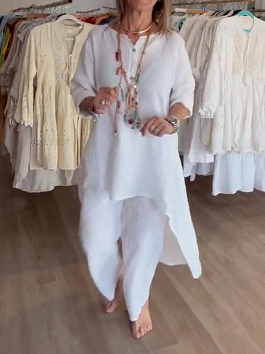 Amtn Club | BreezyChic Costume en Lin Uni Homme – Ensemble Léger et Élégant Respirant pour Été et Style Décontracté Chic