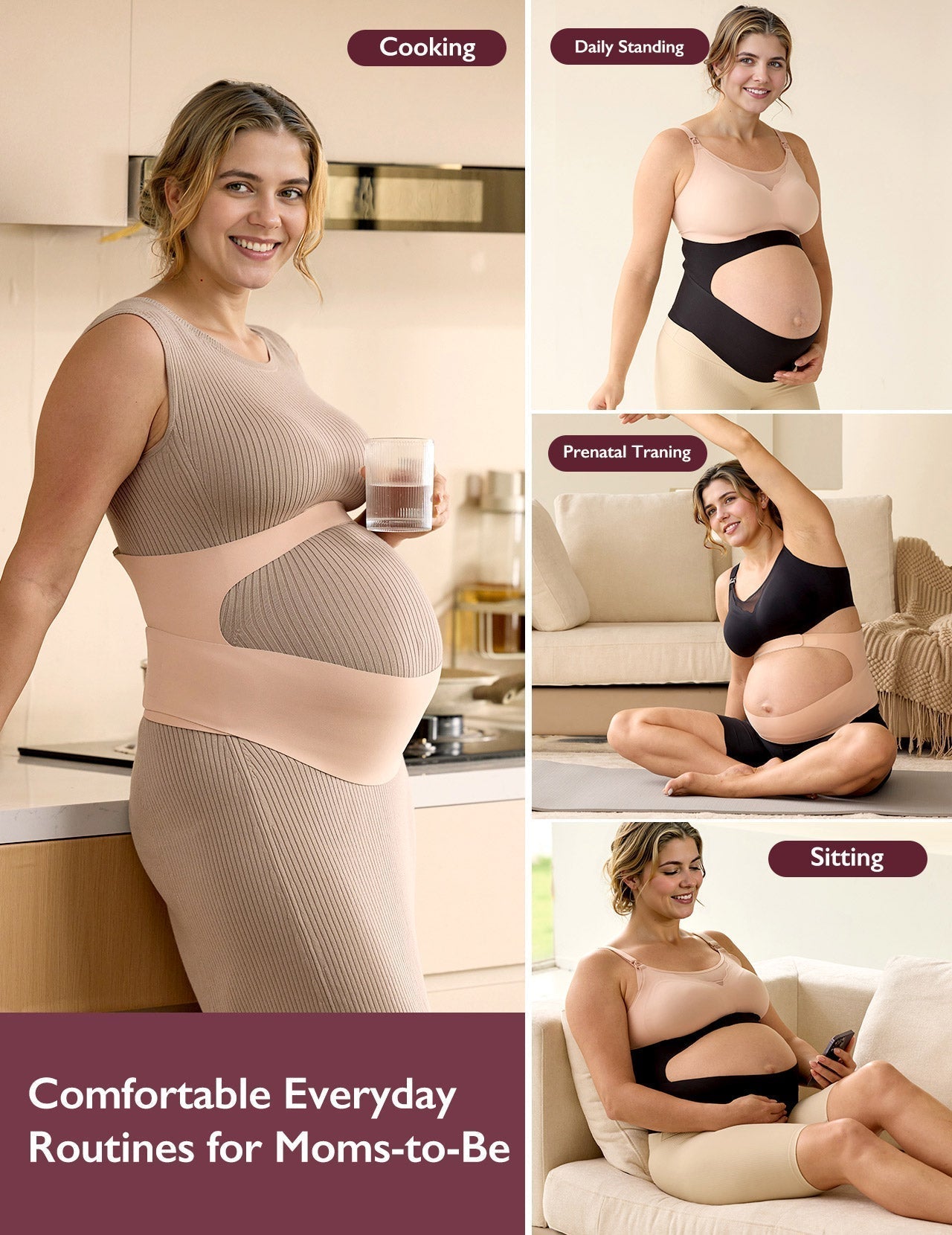 Ceinture de grossesse ergonomique pour soutien du ventre et du dos Momcozy
