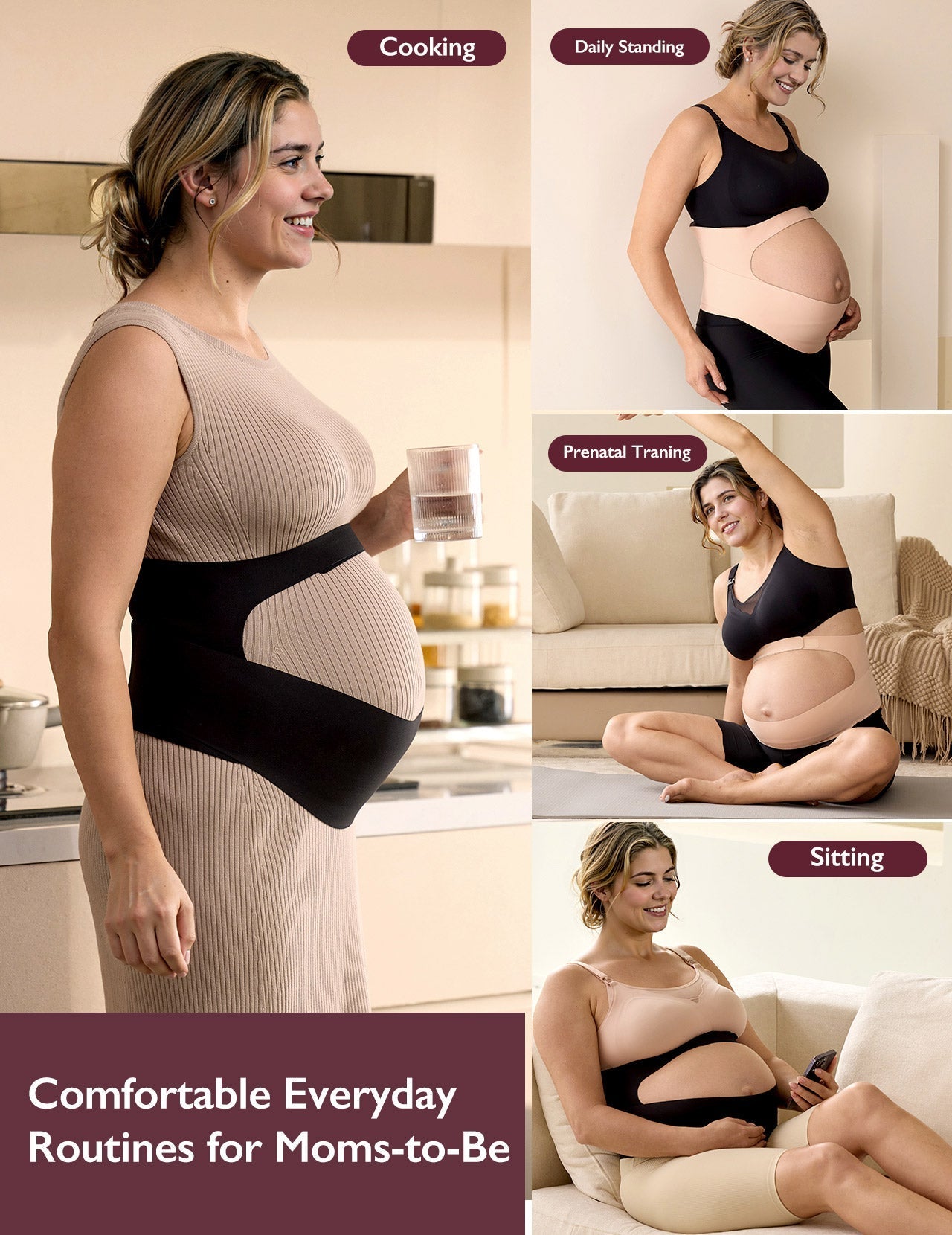 Ceinture de grossesse ergonomique pour soutien du ventre et du dos Momcozy