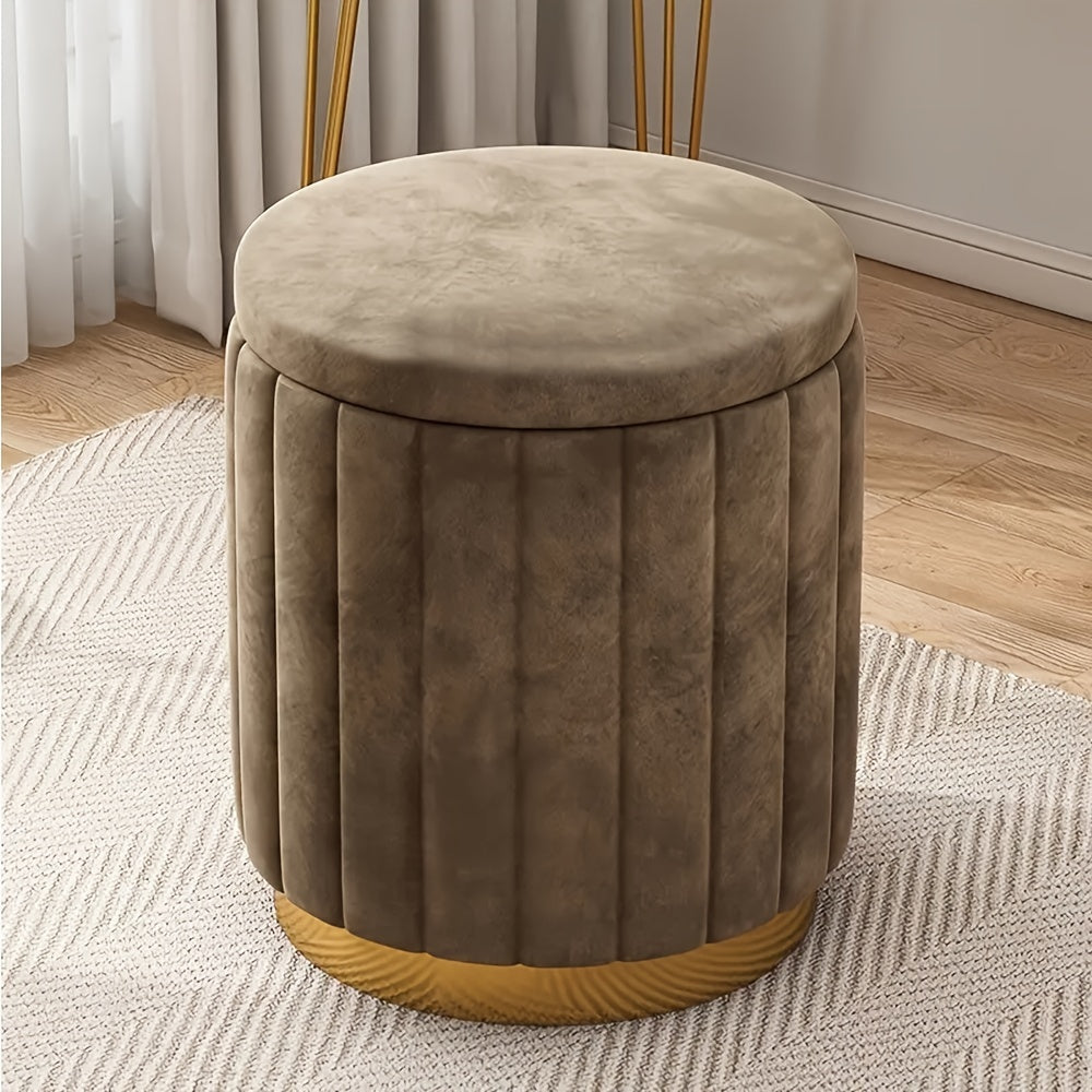 Amtn Club | Ottoman de Rangement Rond avec Finition Miroir – Nordic Chic