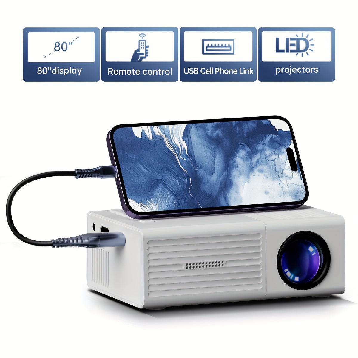Amtn Club | Mini Projecteur Portable 3000 Lumens HD – Home Cinema