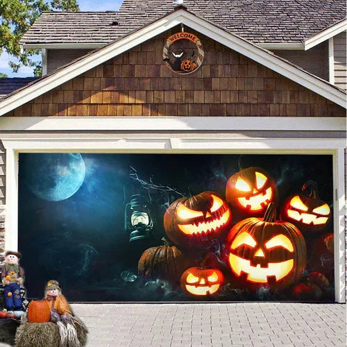 Amtn Club | Décoration de Porte de Garage Halloween – Housse Décorative Festive Effet Hanté pour Garage
