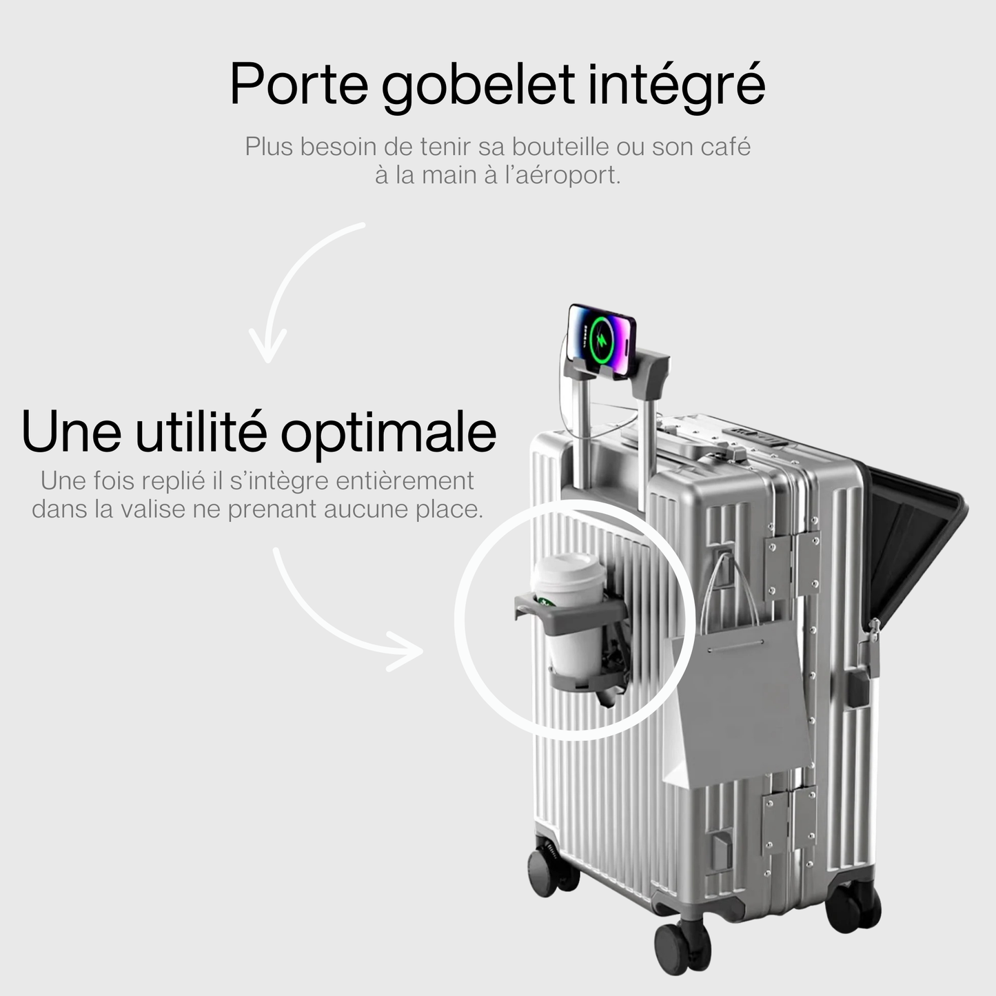 Amtn Club| Valise cabine Hublot Premium 45L | Coque rigide, Fermeture sécurisée TSA, Grande Capacité, Roulettes pivotantes