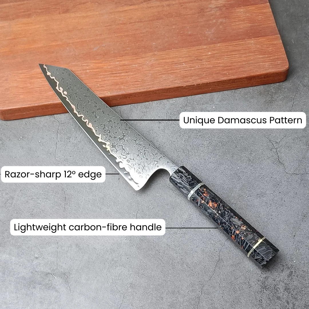 Amtn Club | Homura Kiritsuke – Couteau Japonais Premium Polyvalent en Acier Damassé VG-10 pour Découpe de Précision Professionnelle