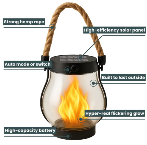 Amtnclub | BowLift | Lampe solaire Fire Seed — Une ambiance de flamme magique pour réchauffer votre espace et sublimer chaque nuit