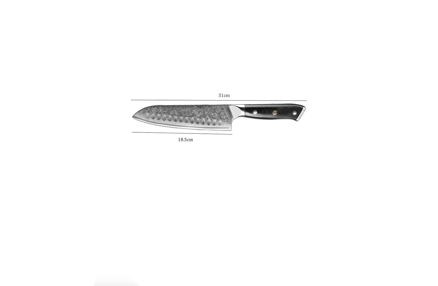 Amtn Club | Kuro Damascus Santoku Couteau de Cuisine Japonais Premium – Lame Acier Damas VG-10 Haute Précision et Performance Professionnelle