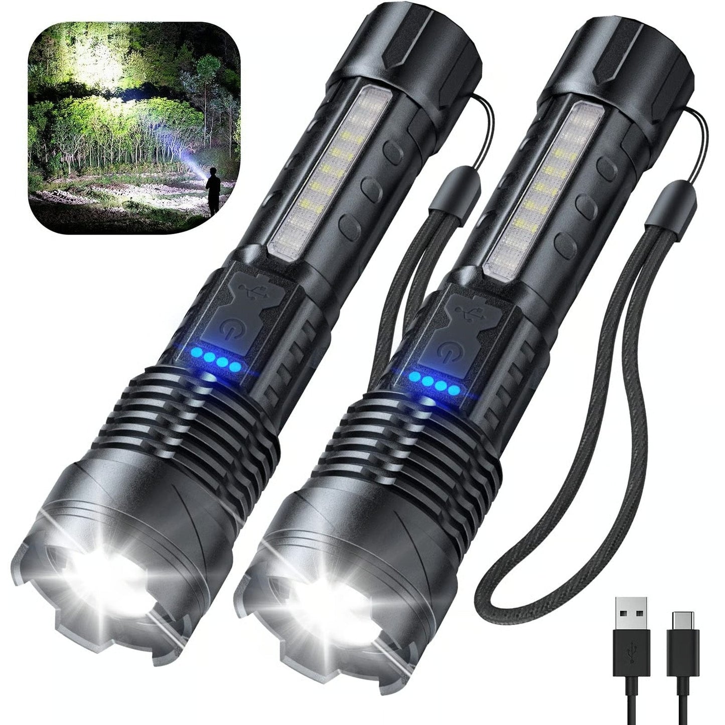 Lampe de poche laser blanche avec éclairage extérieur et lumière de travail latérale COB | Amtn Club
