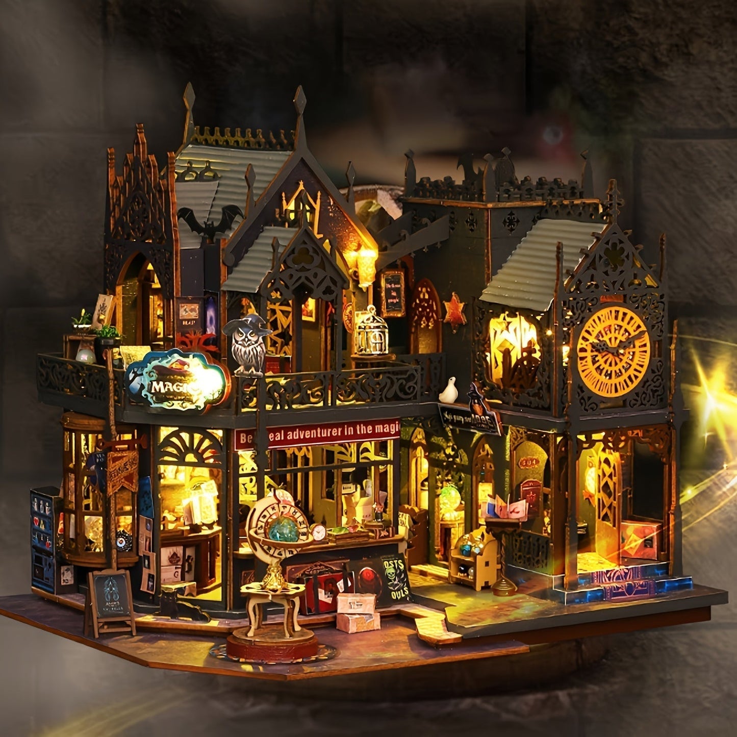Amtn Club | Puzzle Maison de Livres 3D Lumineux – Envoûtante