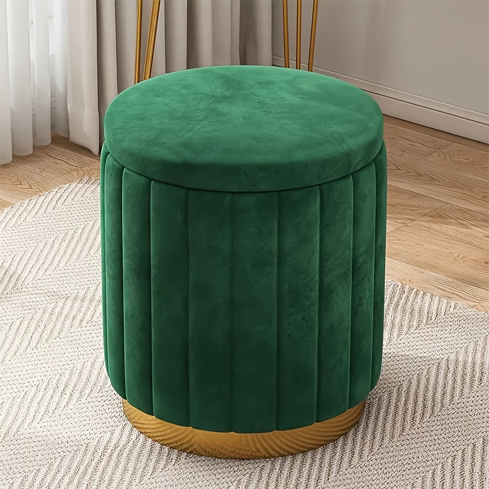 Amtn Club | Ottoman de Rangement Rond avec Finition Miroir – Nordic Chic