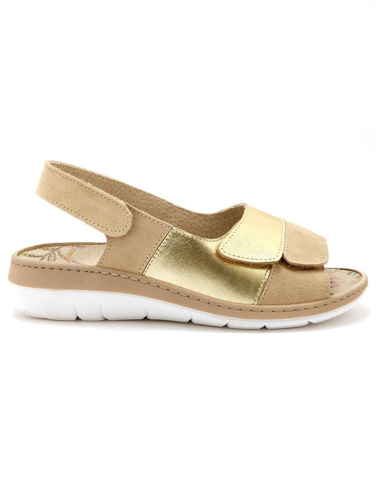 Sandales Amtnclub en cuir véritable avec fermeture Velcro et détails dorés