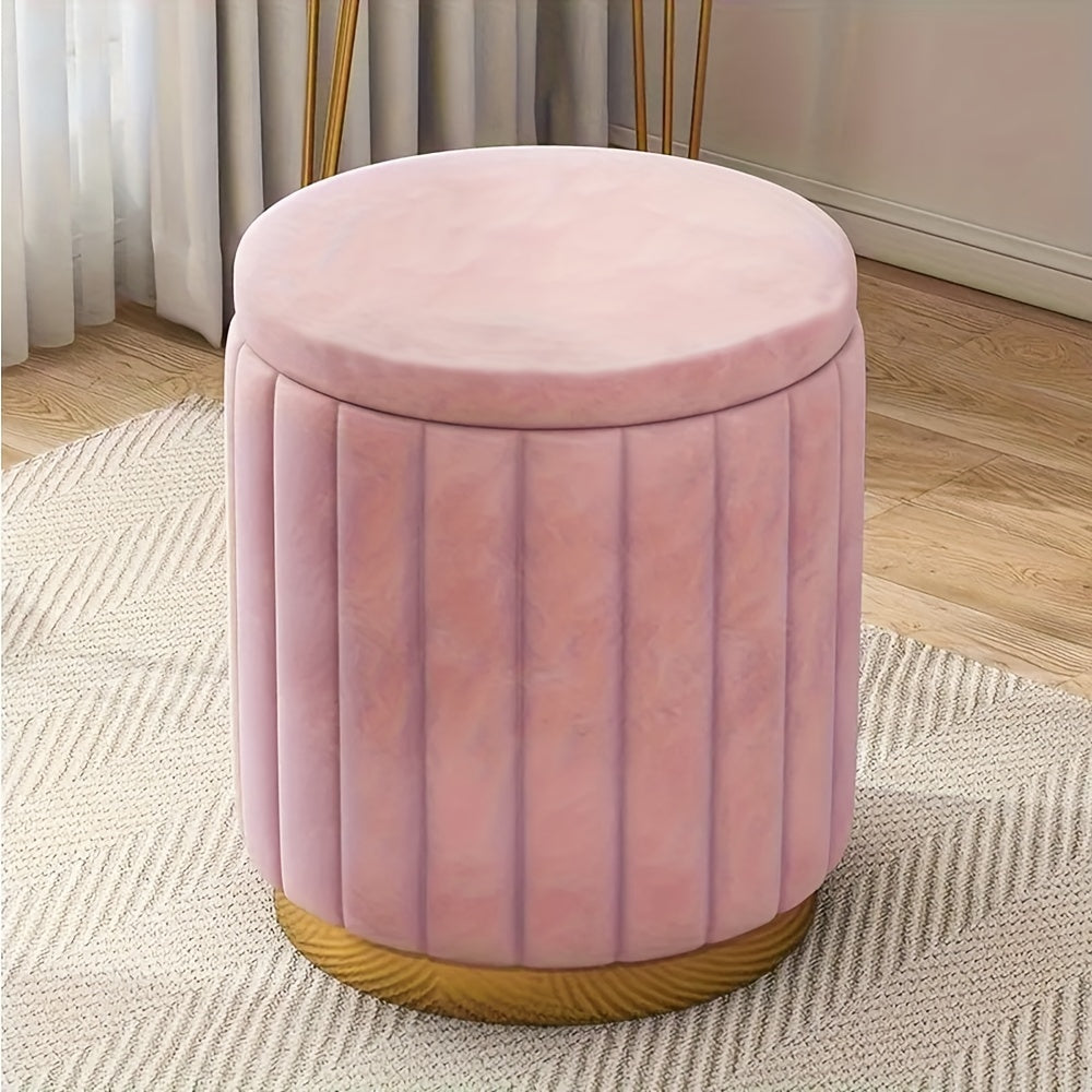 Amtn Club | Ottoman de Rangement Rond avec Finition Miroir – Nordic Chic