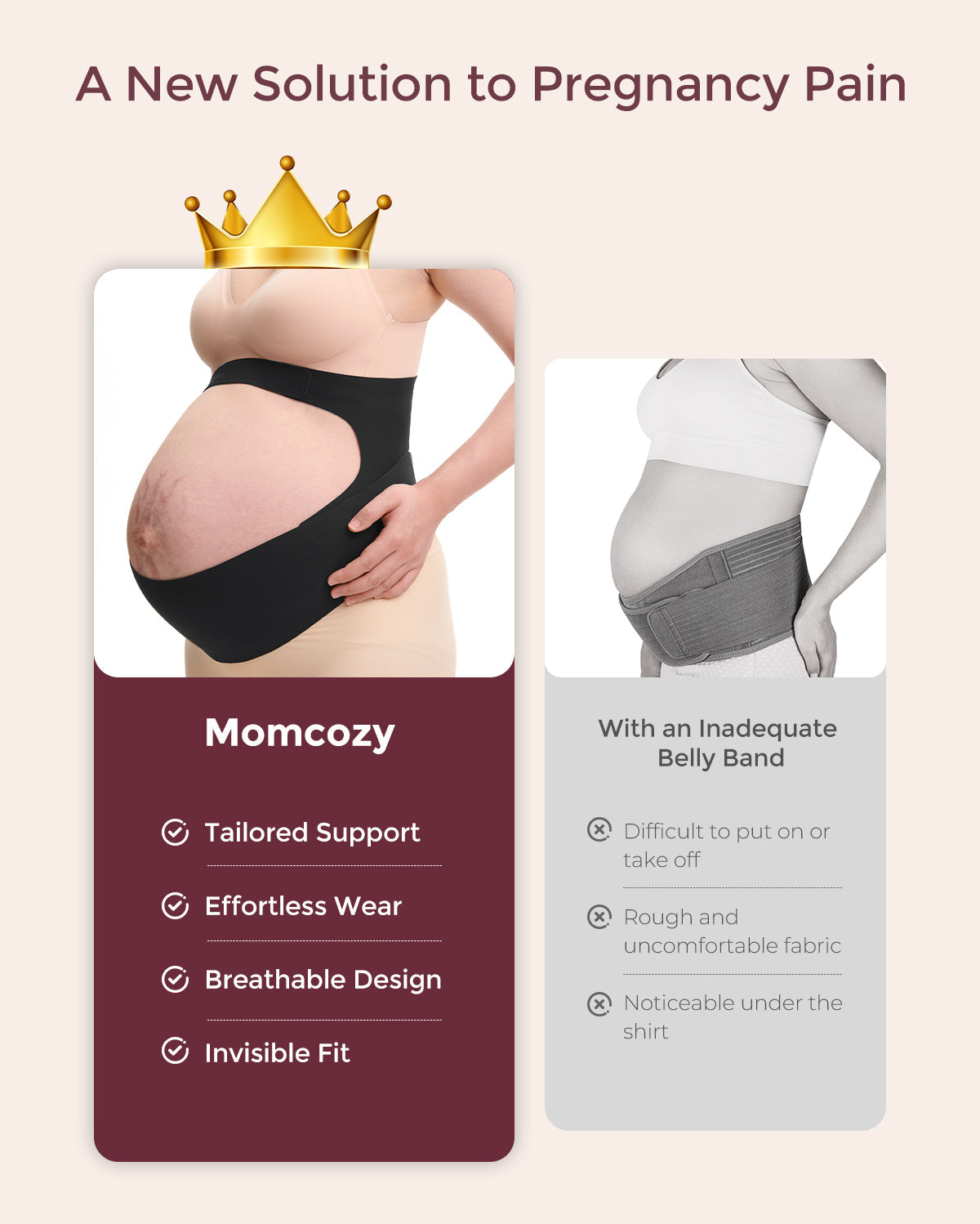 Ceinture de grossesse ergonomique pour soutien du ventre et du dos Momcozy