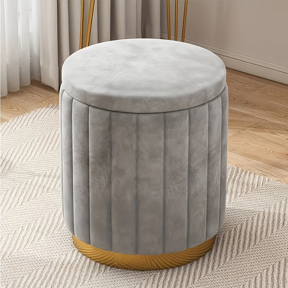 Amtn Club | Ottoman de Rangement Rond avec Finition Miroir – Nordic Chic