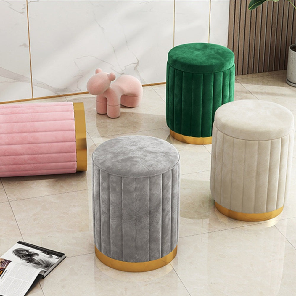 Amtn Club | Ottoman de Rangement Rond avec Finition Miroir – Nordic Chic