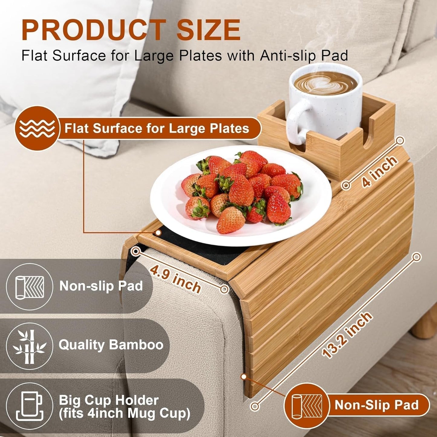 Amtn Club | BambooSip – Porte-Gobelet Canapé Élégant & Support Boisson Universel pour Sofa, Pratique et Design Minimaliste