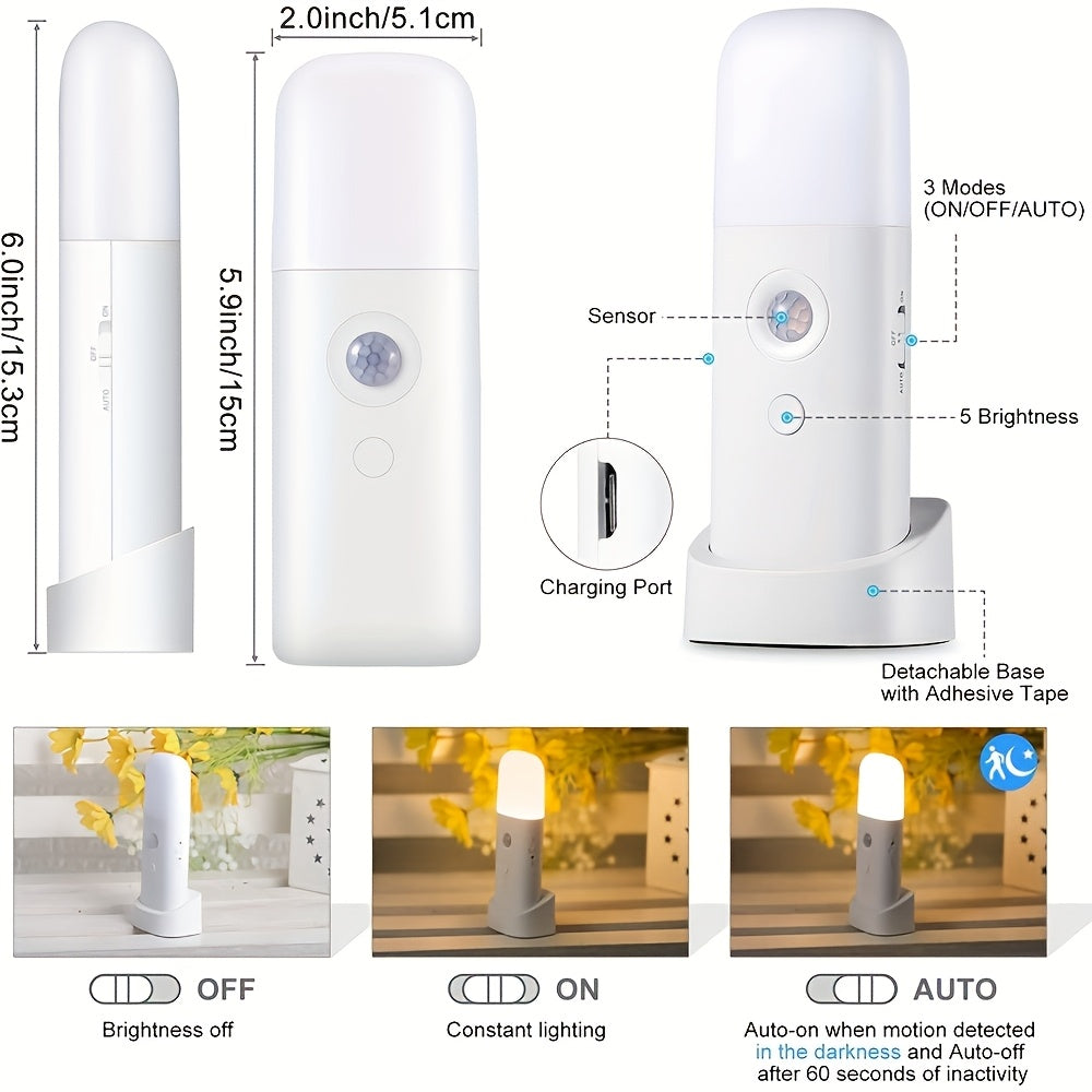 Amtn Club | Lampe de Nuit LED à Capteur de Mouvement Rechargeable USB & Réglable