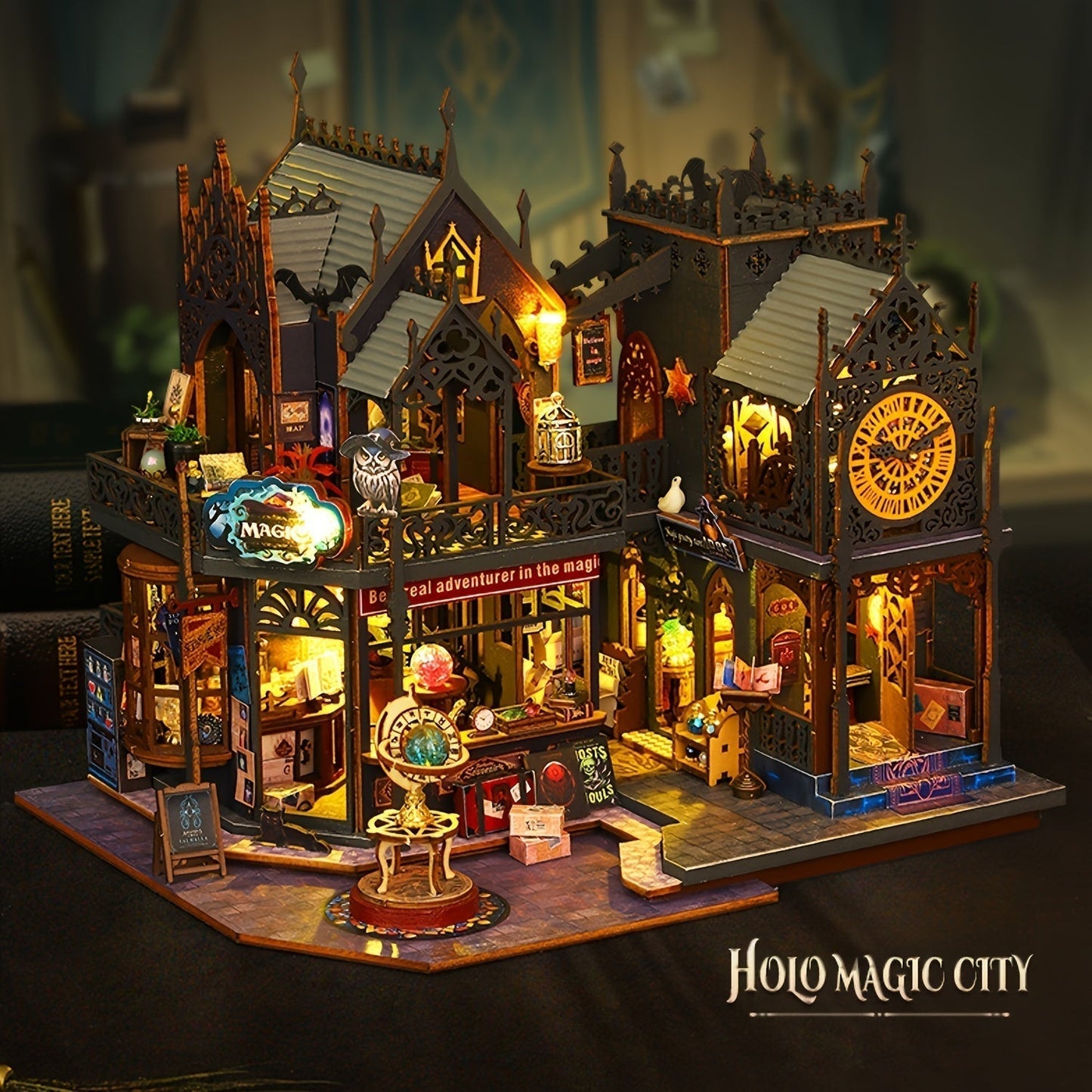 Amtn Club | Puzzle Maison de Livres 3D Lumineux – Envoûtante