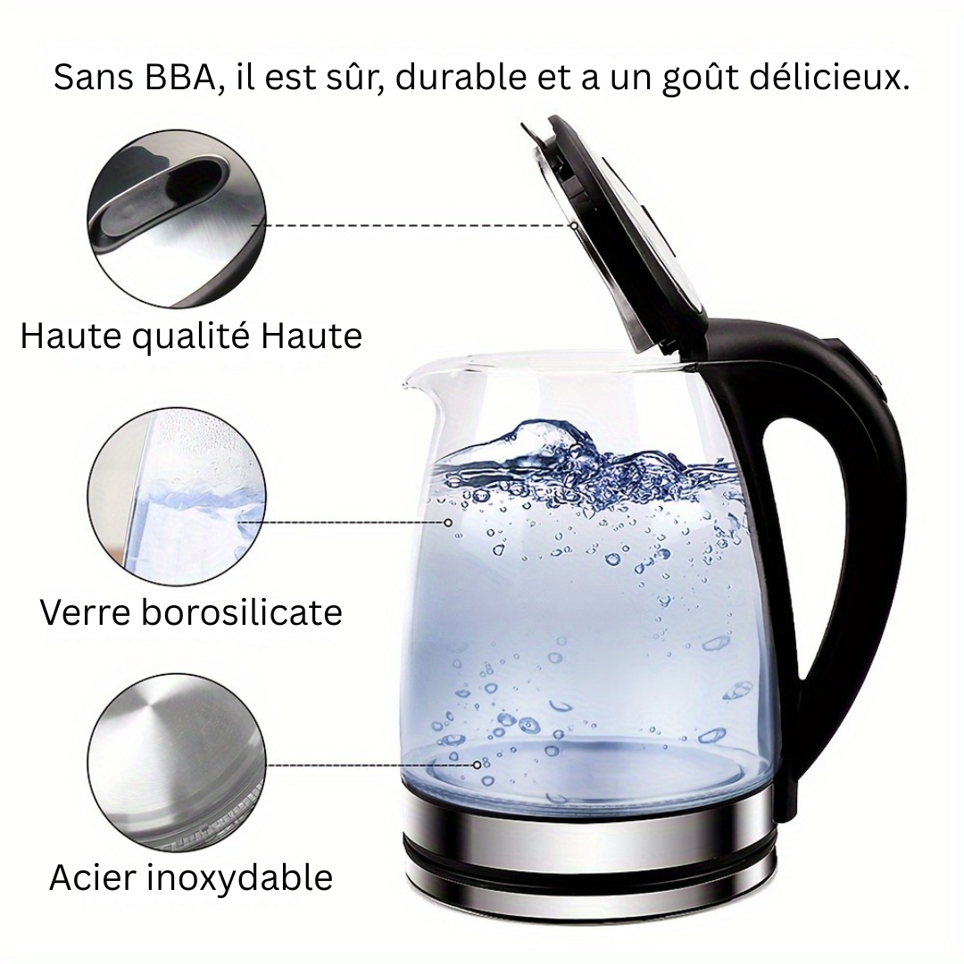 Amtn Club | Bouilloire Électrique en Verre LED 2L – AquaElegance