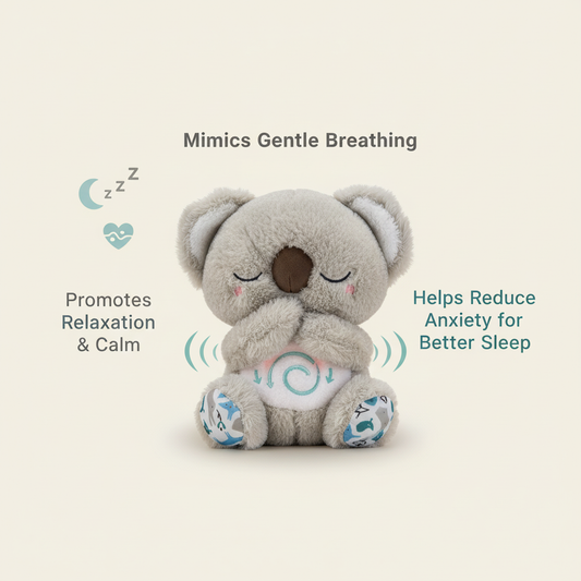 Amtn Club | Koala apaisant jouet de respiration rythmique avec simulation respiratoire, thérapie sonore, tactile haptique et veilleuse LED intégrée en peluche lestée