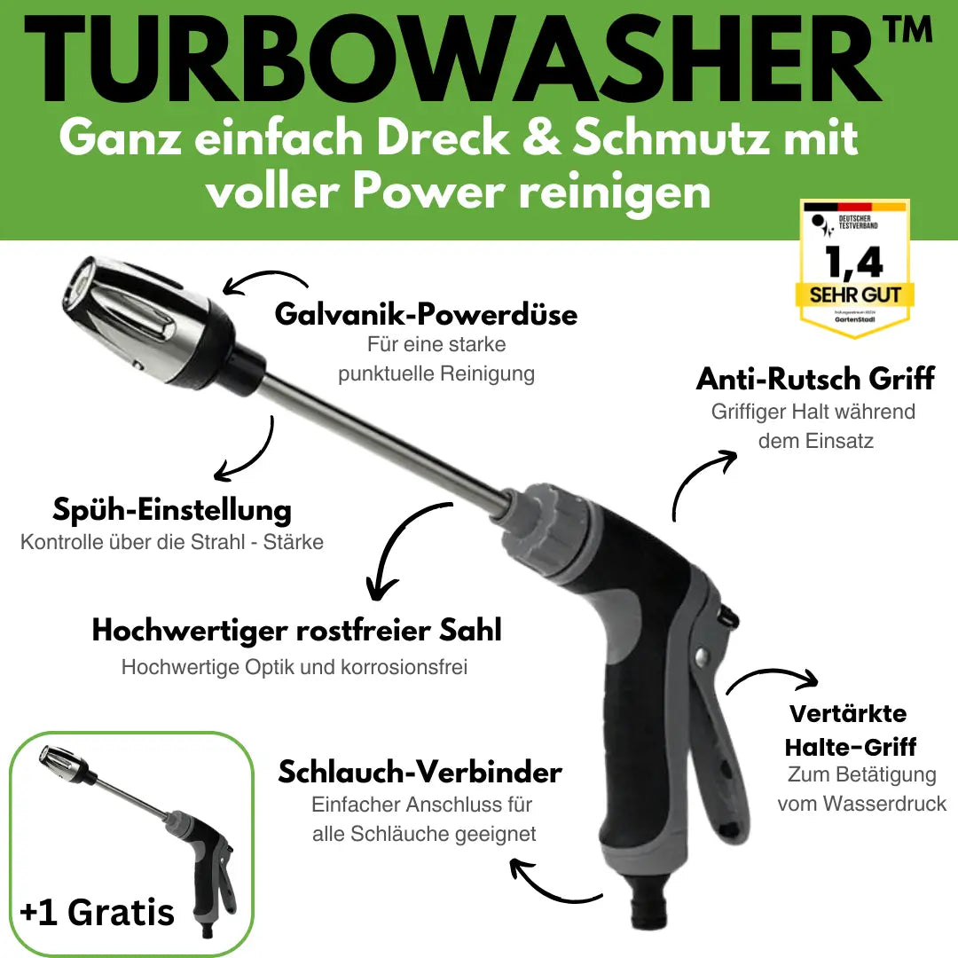 Amtnclub | Turbowasher – Nettoyeur haute pression puissant pour le jardin – Offre : 1 acheté = 1 offert
