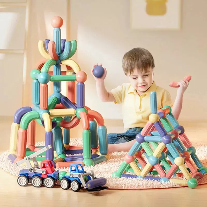 Amtn Club | MagneStix - Blocs de Construction Magnétiques Aimantés pour Enfants | Jeu Éducatif STEM Créatif et Construction Magnétique