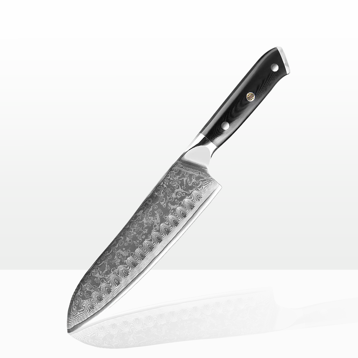 Amtn Club | Kuro Damascus Santoku Couteau de Cuisine Japonais Premium – Lame Acier Damas VG-10 Haute Précision et Performance Professionnelle