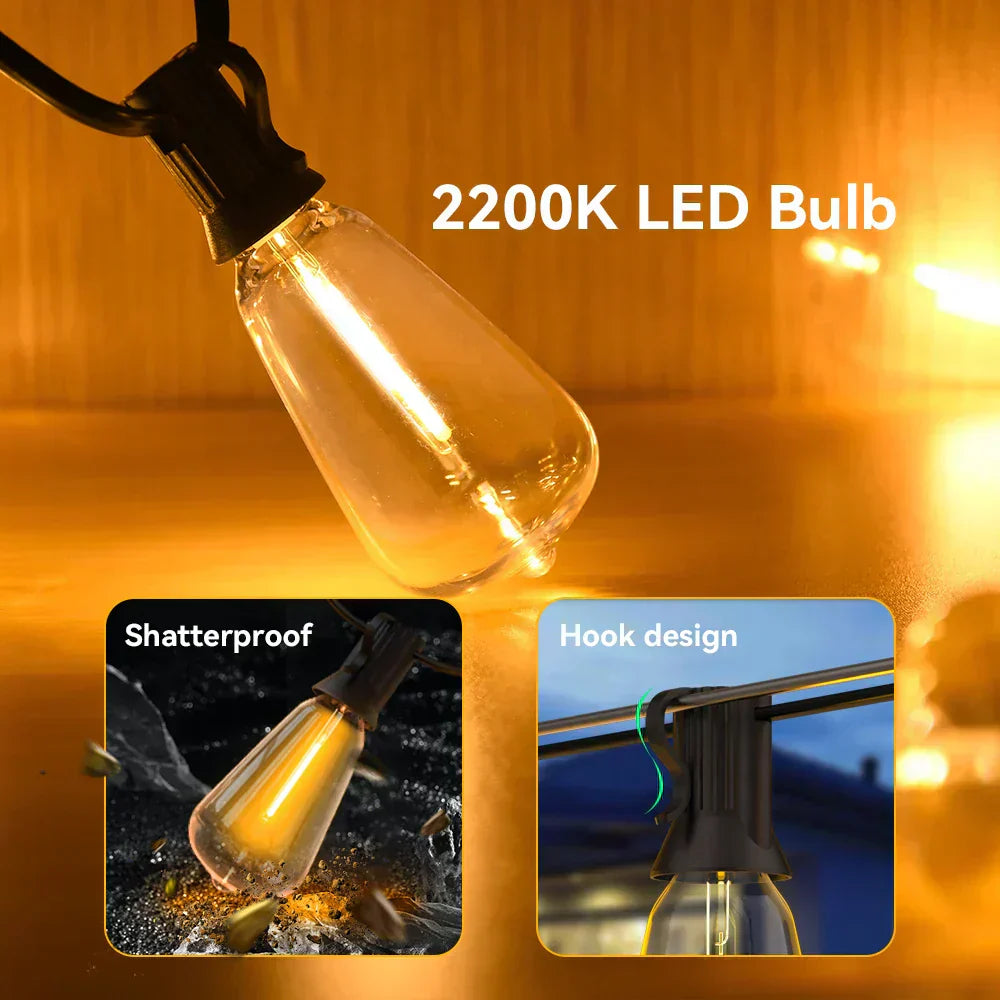 Amtn Club | Guirlande LED Étanche Extérieure – LumiGlow