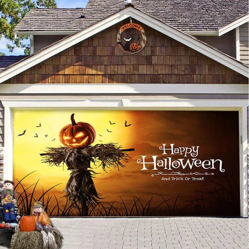 Amtn Club | Décoration de Porte de Garage Halloween – Housse Décorative Festive Effet Hanté pour Garage