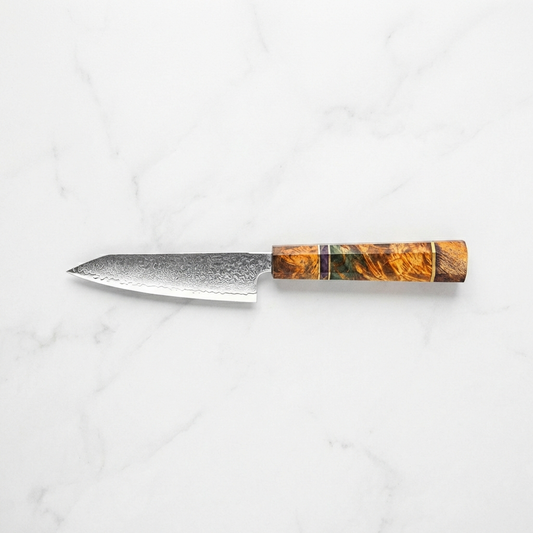 Amtn Club | Mahou Damascus Petty Knife – Couteau d’Office Japonais Premium en Acier Damas Haute Précision pour Découpe Fine