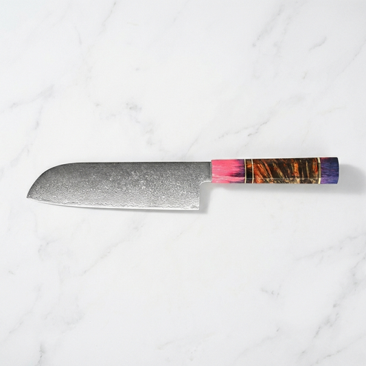 Amtn Club | Mahou Damascus Santoku Couteau de Cuisine Premium – Lame Acier Damas Haute Précision pour Découpe Professionnelle